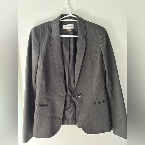 Calvin Klein grey striped blazer - Picture 3 of 6